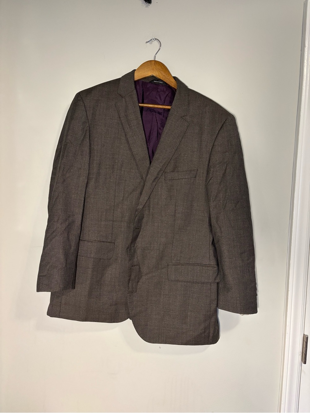 BOSS Men's brown Solid Single-Breasted Notch Lapel Suit Jacket 42s